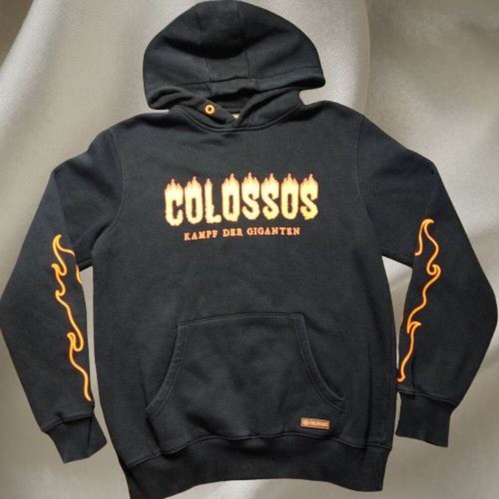 Colossos Hoodie Black Flame Graphic Kampf Der Giganten Cotton Blend Size S